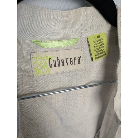 CUBAVERA Shirt Mens L Linen Blend Pullover Guayabera Long Sleeve - Picture 8 of 14
